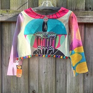IPGN NWT Women's Long Sleeve Colorful Crop Top XL (It fits like a Small
